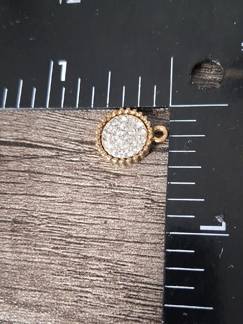 Gold-Tone Crystal Pavé Round Pendant Charm - Women Jewelry P409 - Picture 2 of 2